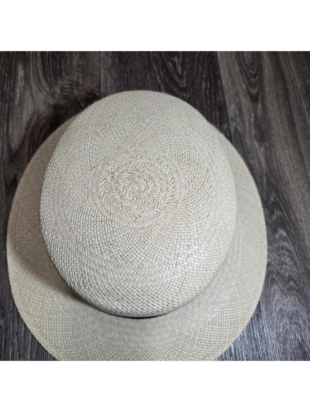 Rare Vintage Goorin Bros Straw Flat Top Sun Boater Hat Beige Size L Kai Kai ? - Picture 6 of 14